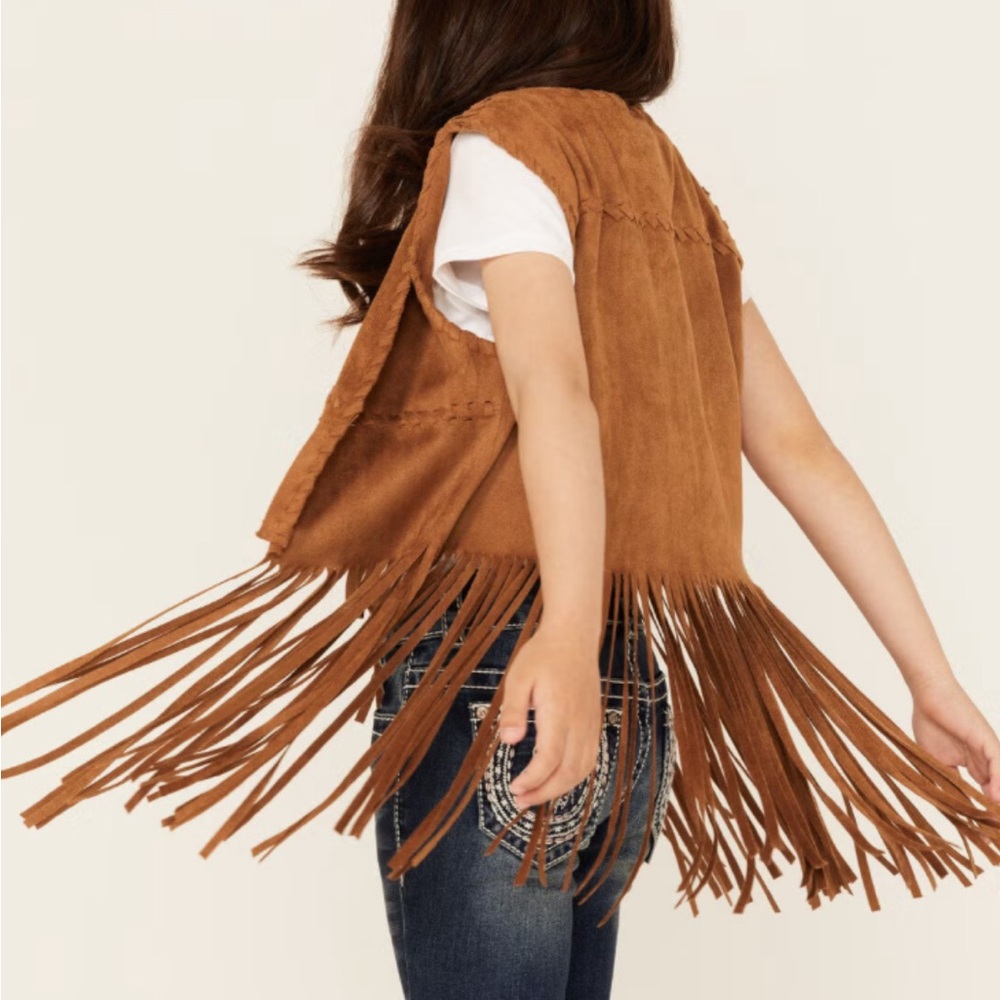 Cripple Creek faux suede Brown Fringe Vest